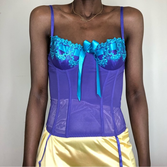 VINTAGE | Fredericks of Hollywood Purple Mesh Bustier Corset